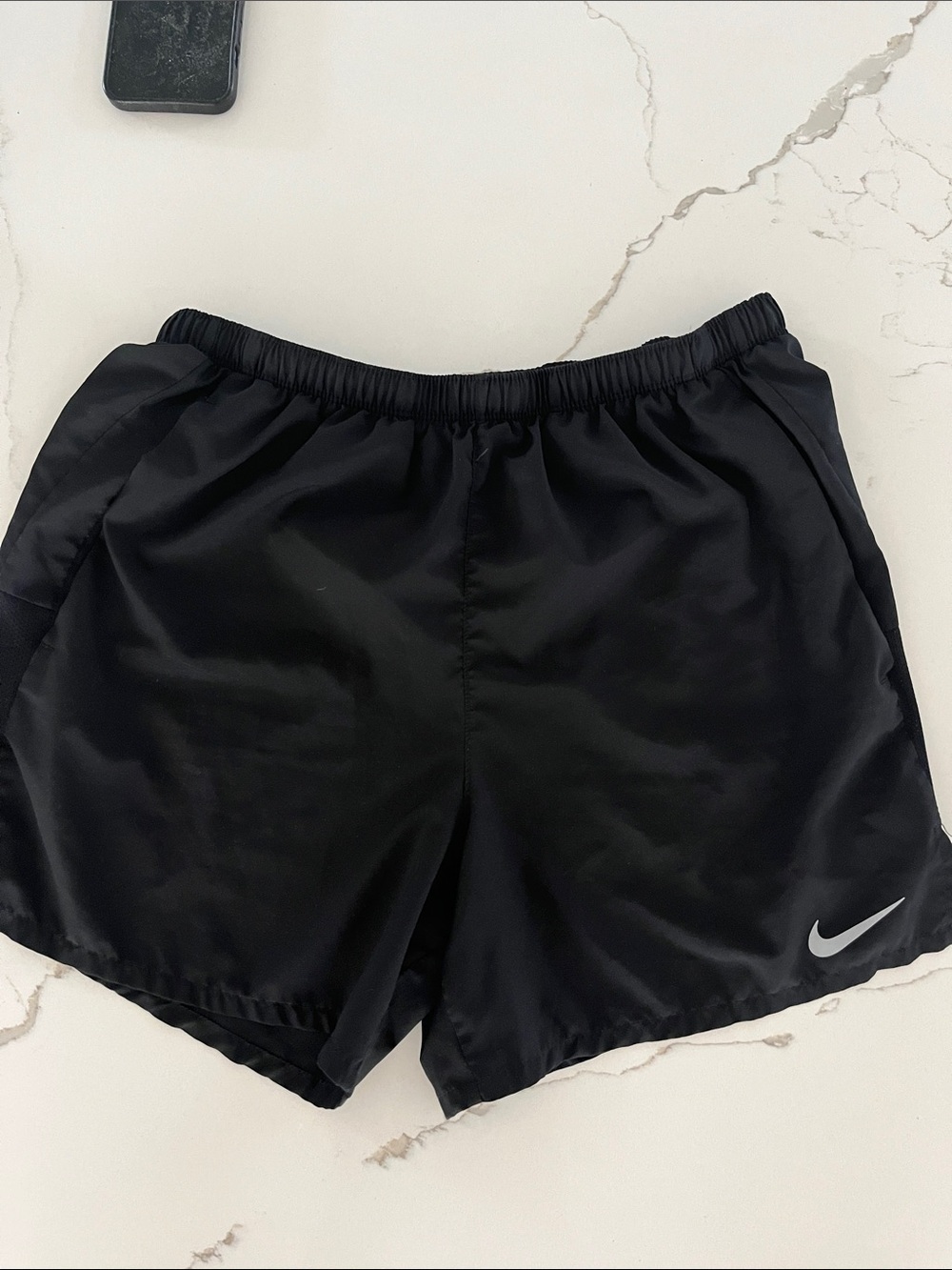 Nike Black Running Shorts with Silver Swoosh